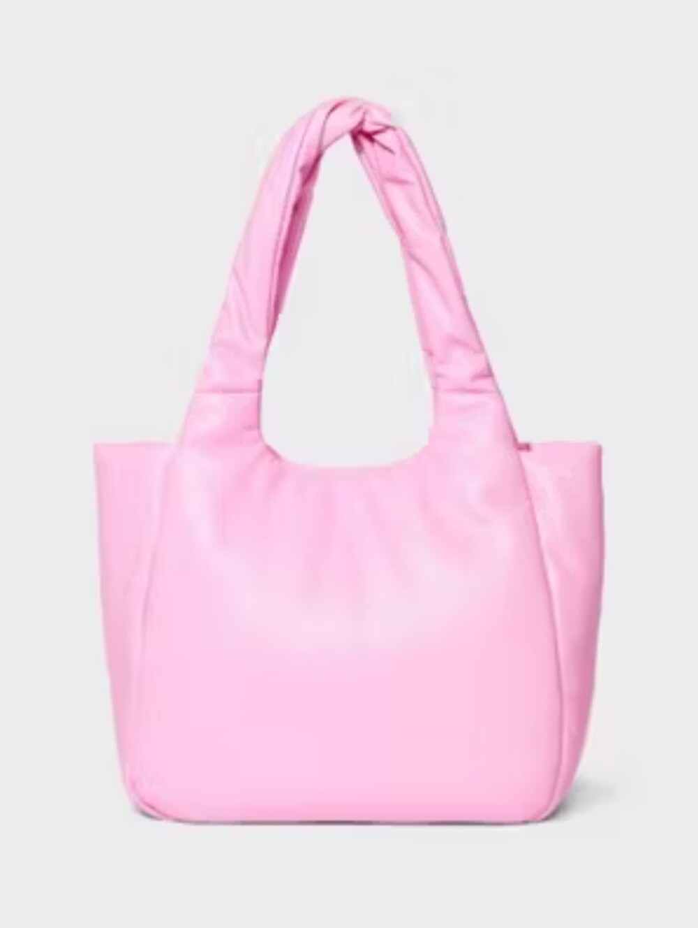 A New Day NWT Faux Leather Puffer Shoulder Tote Bag Twist Handle Bubblegum Pink